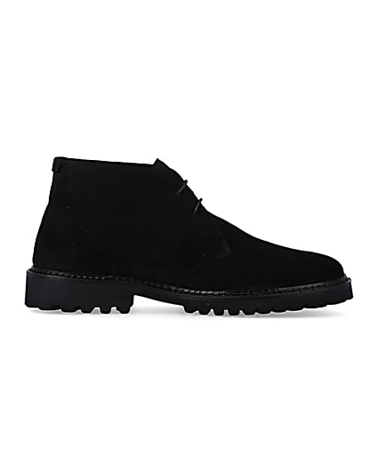 360 degree animation of product Black suede desert boots frame-15