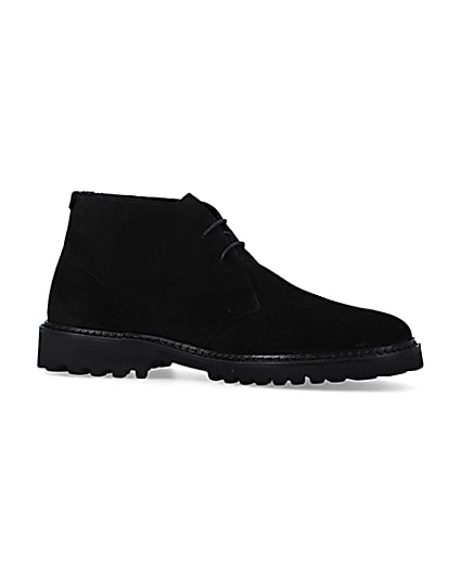 360 degree animation of product Black suede desert boots frame-16