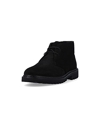 360 degree animation of product Black suede desert boots frame-23