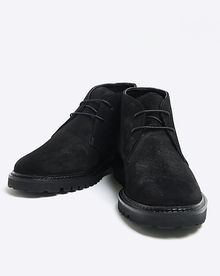 Black suede desert boots