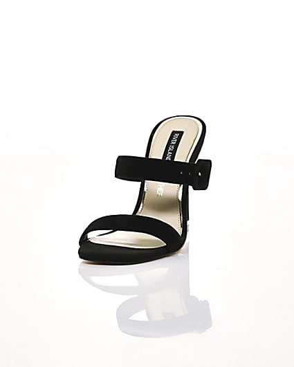 360 degree animation of product Black suede double strap mules frame-2