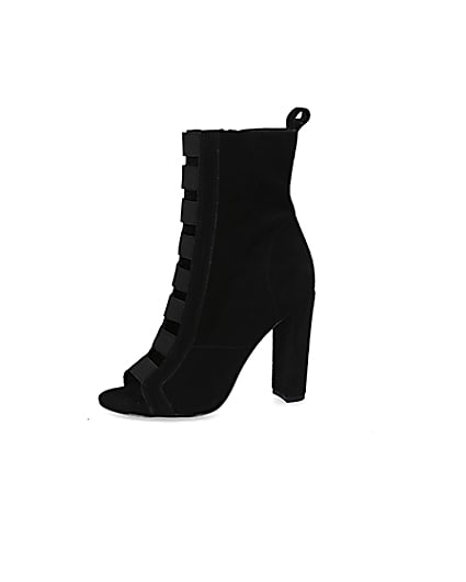 360 degree animation of product Black suede elasticated heeled ankle boots frame-2