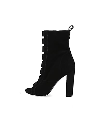 360 degree animation of product Black suede elasticated heeled ankle boots frame-4