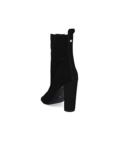 360 degree animation of product Black suede elasticated heeled ankle boots frame-7