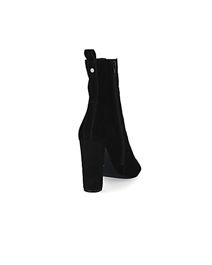 360 degree animation of product Black suede elasticated heeled ankle boots frame-11
