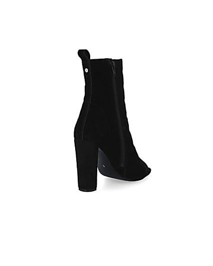 360 degree animation of product Black suede elasticated heeled ankle boots frame-12