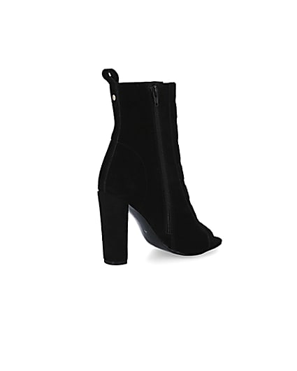 360 degree animation of product Black suede elasticated heeled ankle boots frame-13