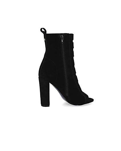 360 degree animation of product Black suede elasticated heeled ankle boots frame-14