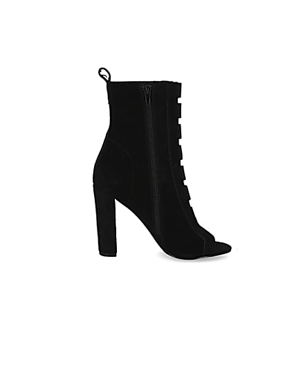 360 degree animation of product Black suede elasticated heeled ankle boots frame-15