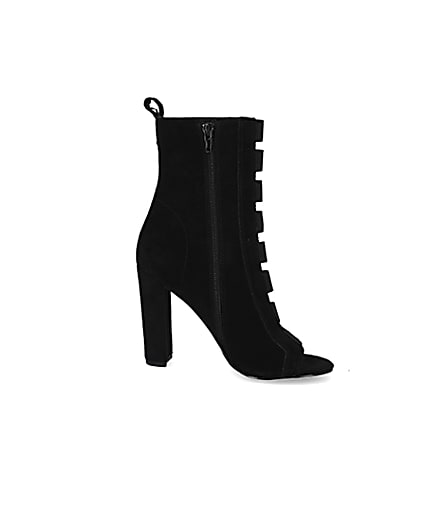 360 degree animation of product Black suede elasticated heeled ankle boots frame-16