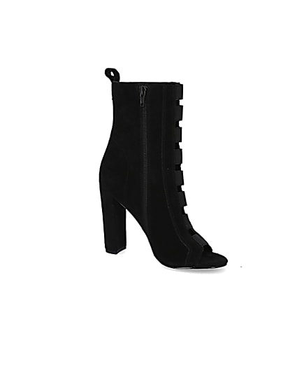 360 degree animation of product Black suede elasticated heeled ankle boots frame-17