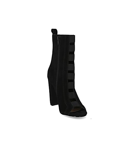 360 degree animation of product Black suede elasticated heeled ankle boots frame-19