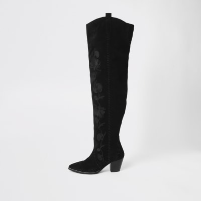 river island black suede boots