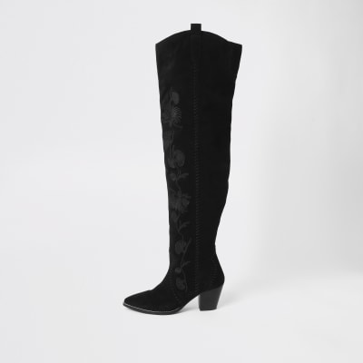 over the knee embroidered boots
