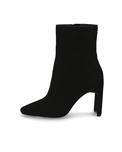 360 degree animation of product Black suede high blocked heel ankle boot frame-3