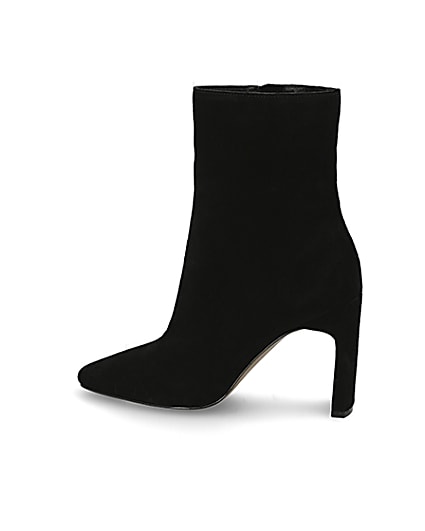 360 degree animation of product Black suede high blocked heel ankle boot frame-4