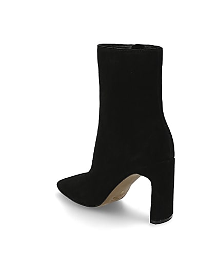 360 degree animation of product Black suede high blocked heel ankle boot frame-6
