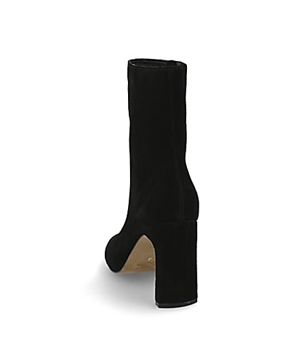 360 degree animation of product Black suede high blocked heel ankle boot frame-8