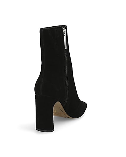360 degree animation of product Black suede high blocked heel ankle boot frame-11