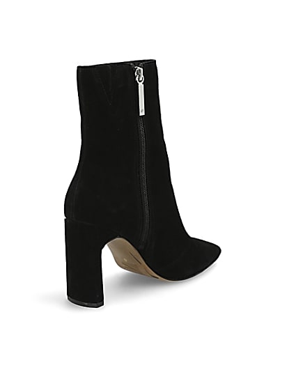 360 degree animation of product Black suede high blocked heel ankle boot frame-12