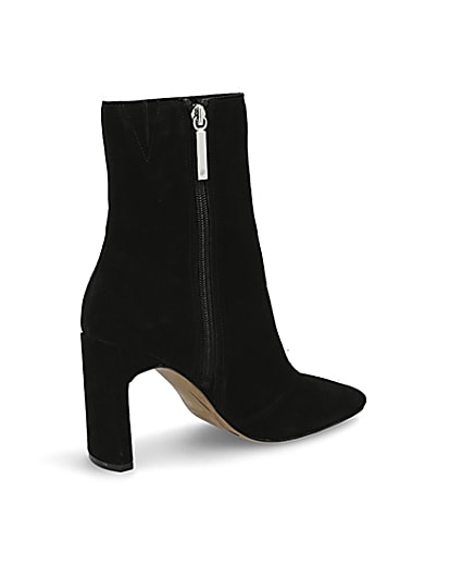 360 degree animation of product Black suede high blocked heel ankle boot frame-13