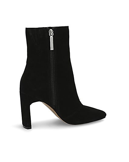 360 degree animation of product Black suede high blocked heel ankle boot frame-14
