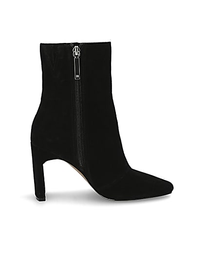 360 degree animation of product Black suede high blocked heel ankle boot frame-15