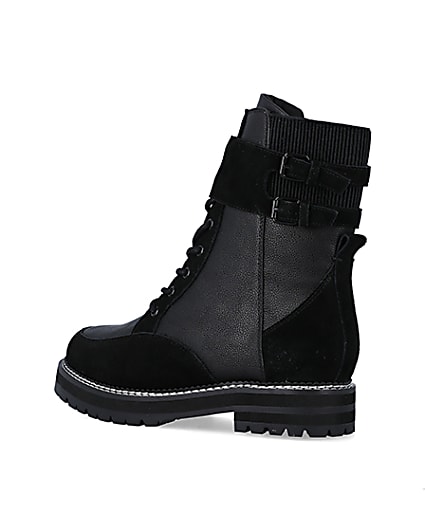 360 degree animation of product Black suede lace up ankle boots frame-5