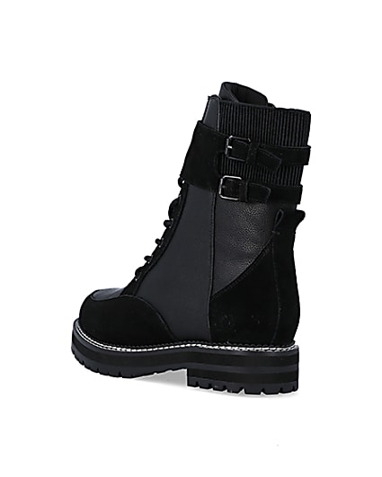 360 degree animation of product Black suede lace up ankle boots frame-6