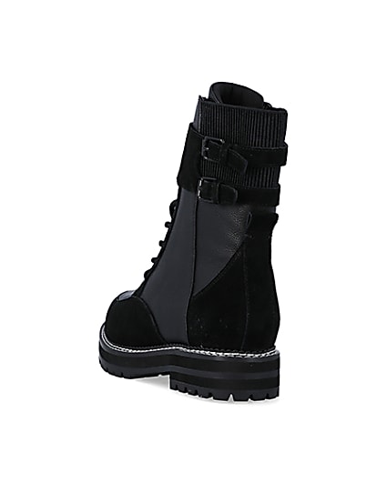 360 degree animation of product Black suede lace up ankle boots frame-7