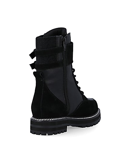 360 degree animation of product Black suede lace up ankle boots frame-11