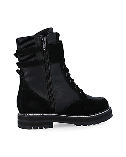 360 degree animation of product Black suede lace up ankle boots frame-13