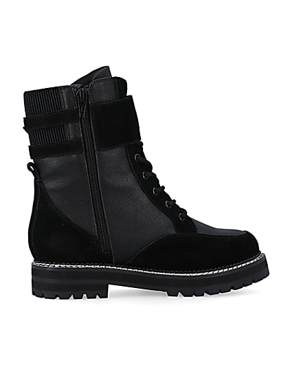 360 degree animation of product Black suede lace up ankle boots frame-14