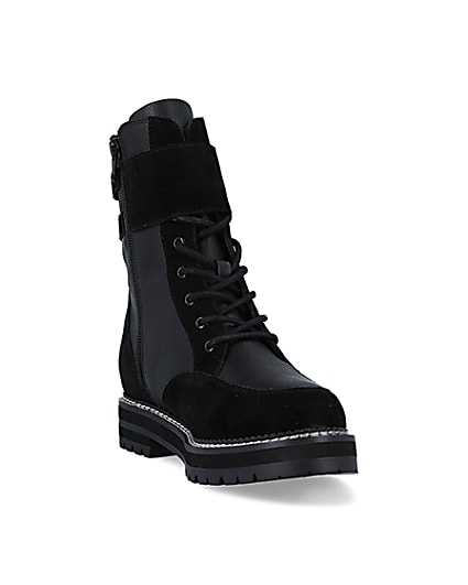 360 degree animation of product Black suede lace up ankle boots frame-19