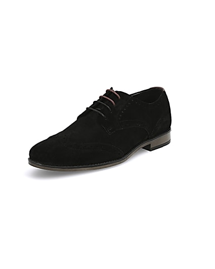 360 degree animation of product Black suede lace-up brogues frame-0
