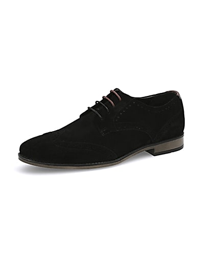 360 degree animation of product Black suede lace-up brogues frame-1