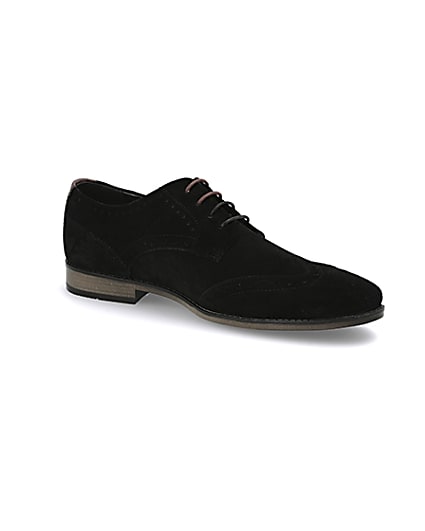 360 degree animation of product Black suede lace-up brogues frame-17
