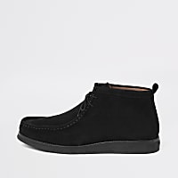 Black suede lace up moccasin boot