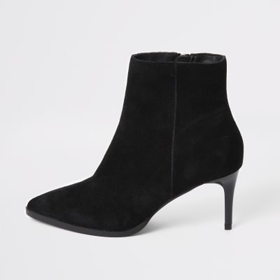 black suede high ankle boots