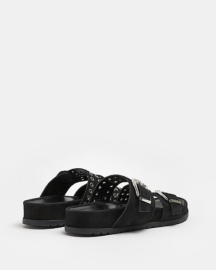 Black suede sandals