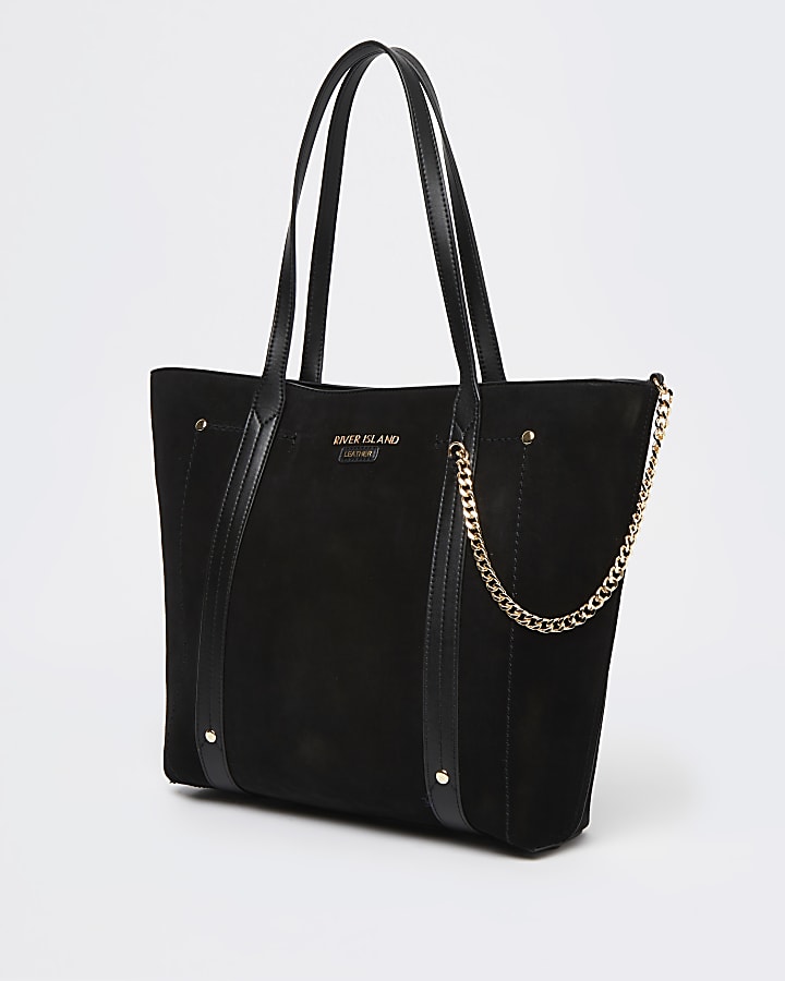 Black suede shopper bag
