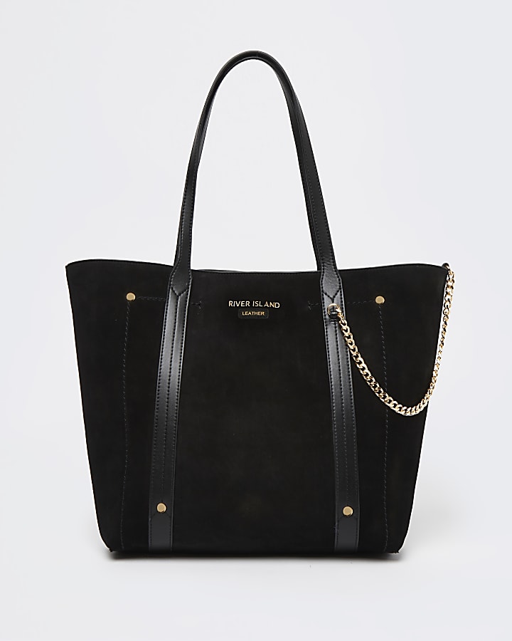 Black suede shopper bag