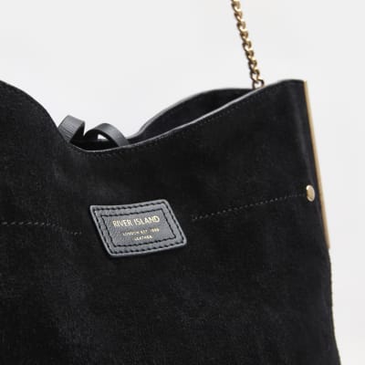 black suede slouch bag