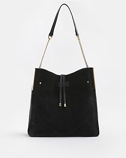 Black suede slouch bag