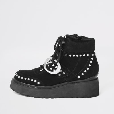 black wedge trainers river island