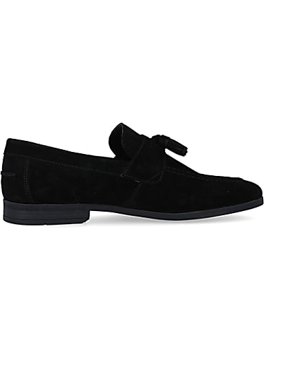 360 degree animation of product Black suede tassel detail loafers frame-14