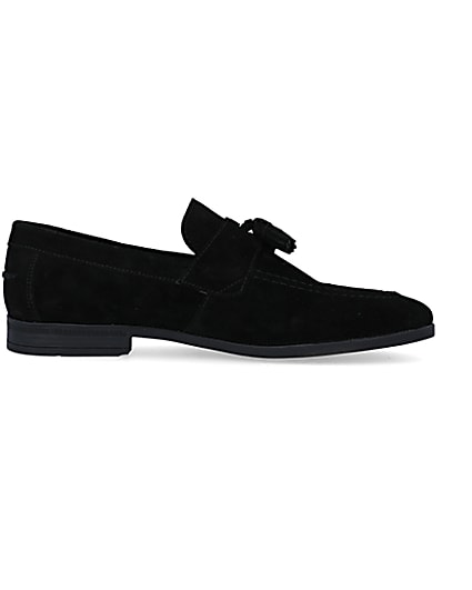 360 degree animation of product Black suede tassel detail loafers frame-15