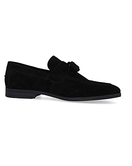 360 degree animation of product Black suede tassel detail loafers frame-16