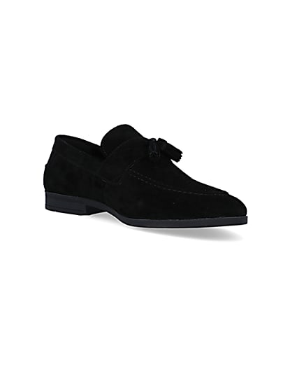 360 degree animation of product Black suede tassel detail loafers frame-18