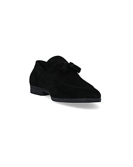 360 degree animation of product Black suede tassel detail loafers frame-19